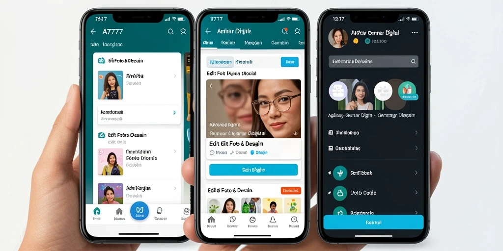 Antarmuka A7777 menunjukkan berbagai fitur pengeditan gambar.
