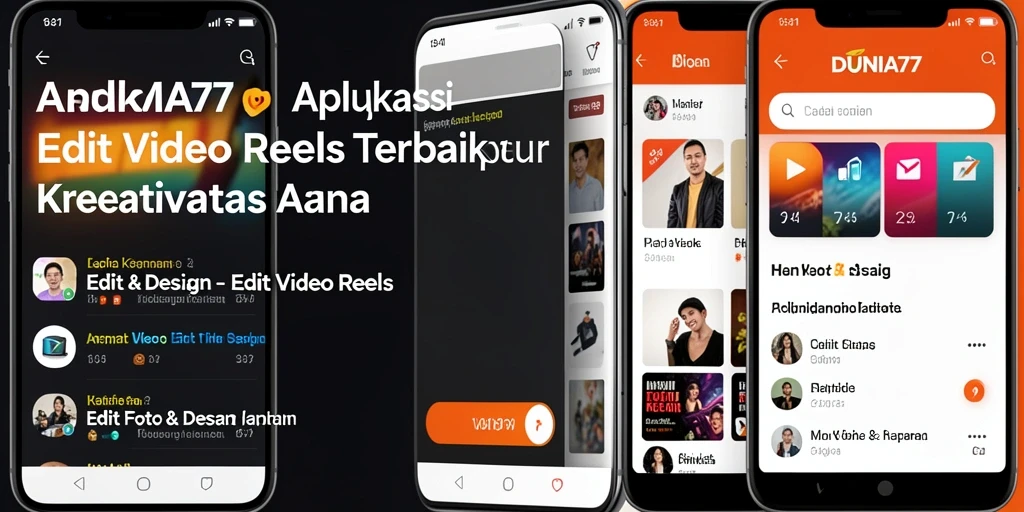 Antarmuka DUNIA77 untuk Edit Video Reels yang intuitif dan menarik.