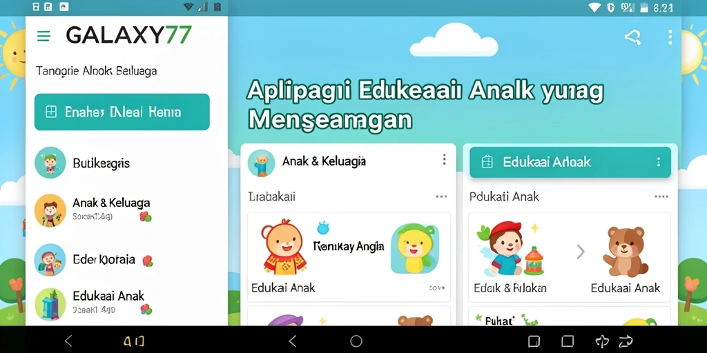 Antarmuka aplikas yang menarik dan edukatif untuk anak-anak.