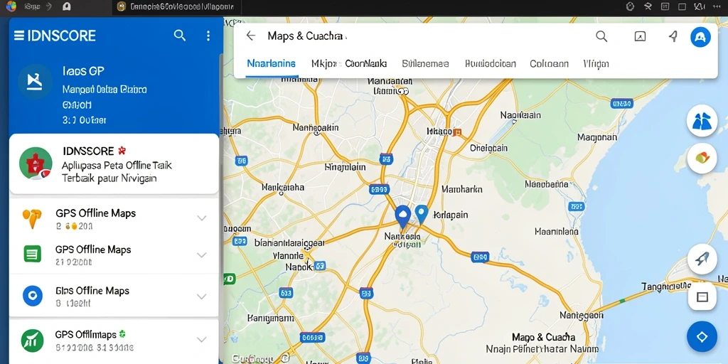 Antarmuka aplikasi IDNSCORE menampilkan peta navigasi yang detail dan informatif.