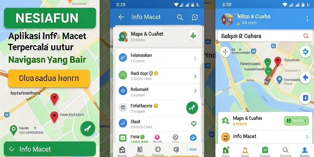 Antarmuka NESIAFUN menampilkan informasi kemacetan secara jelas dan informatif.