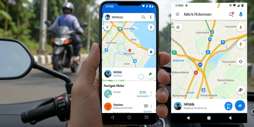 Antarmuka aplikasi NK666 untuk navigasi motor yang intuitif.