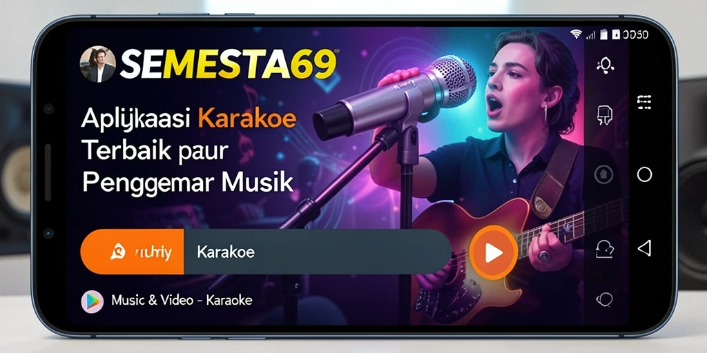 Tampilan antarmuka aplikasi SEMESTA69 dengan fitur karaoke yang menarik.