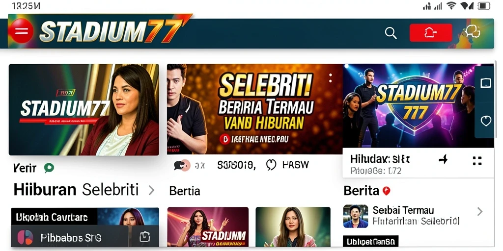 Antarmuka aplikasi STADIUM77 yang menarik dan informatif.