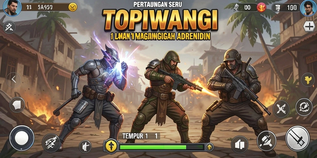 Screenshot utama game menunjukkan pertarungan mendebarkan 1 Lawan 1.