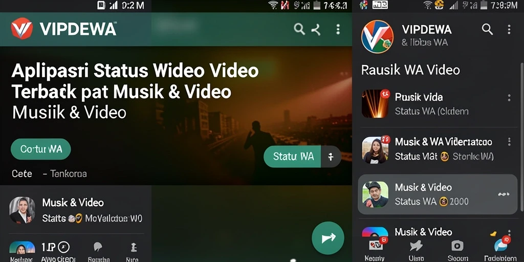 Tampilan antarmuka VIPDEWA yang mudah digunakan untuk status WA Video.